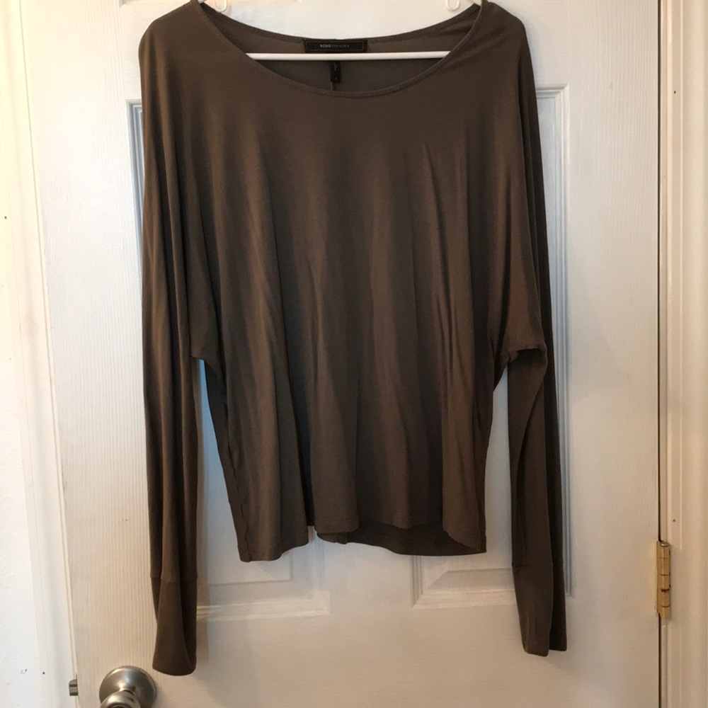 BCBG Olive green long sleeve top